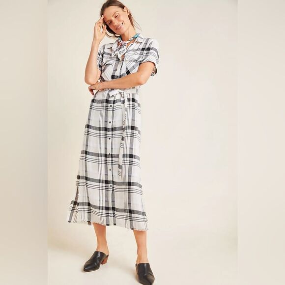 Anthropologie Dresses & Skirts - Anthropologie Cloth & Stone Hannah Midi Shirtdress in Black and White XS NWT
